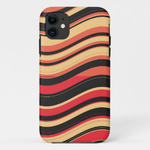 Retro Red Black Pink Wavy Stripes Pattern Case-Mate iPhone Case