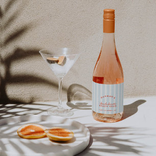 Retro Red & Blue Stripes Bachelorette Sparkling Wine Label