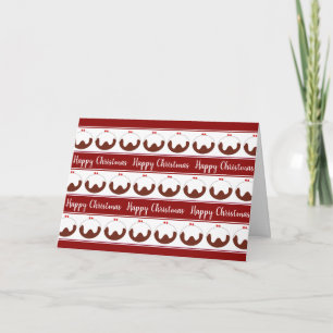 Retro red & brown Christmas jumper style pudding Card
