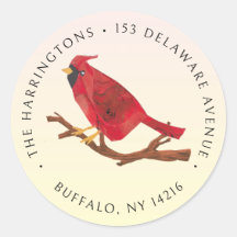 Retro Red Cardinal Hand-Illustrated Return Address