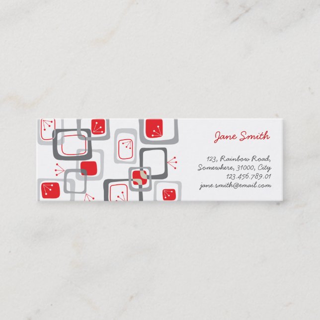 Retro Red Cherry Squares Template Profile Card (Front)