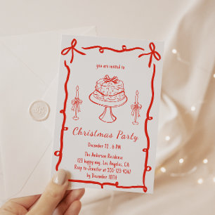 Retro Red Christmas Party   Vintage Holiday Invitation
