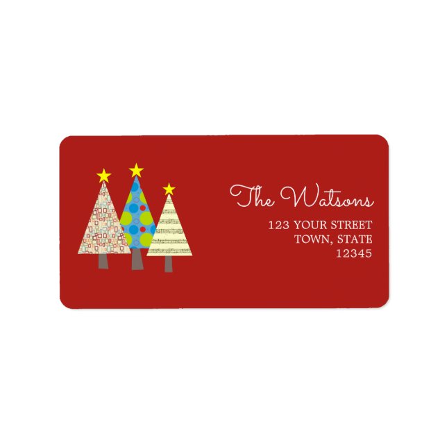 Retro Red Christmas Return Address Label (Front)