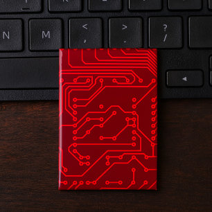 Retro Red Circuit Board Tech Pattern