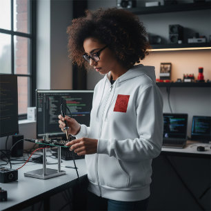 Retro Red Circuit Board Tech Pattern Hoodie