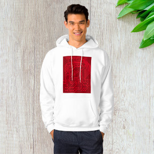 Retro Red Circuit Board Tech Pattern Hoodie