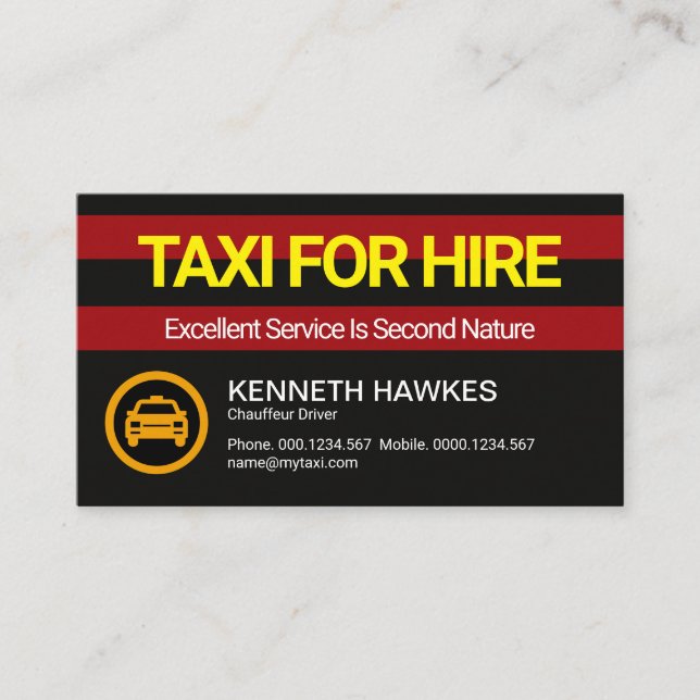 Retro Red Columns Taxi Driver Transport Business Card (Front)