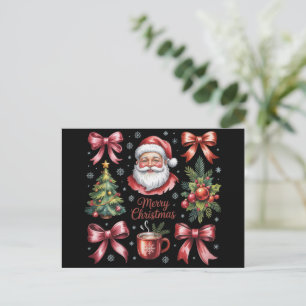 Retro Red Coquette Christmas Cute Xmas Holiday Postcard
