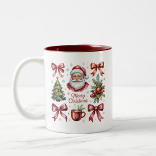 Retro Red Coquette Christmas Cute Xmas Holiday Two-Tone Coffee Mug