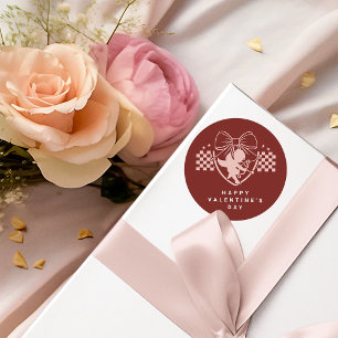 Retro Red Cupid Singles Valentine's Day Party  Classic Round Sticker