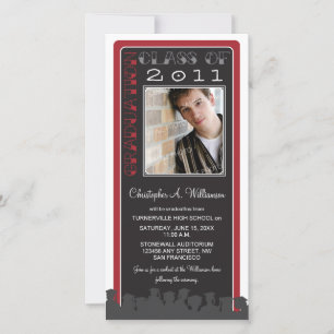 Retro Red Custom Graduation Announcement