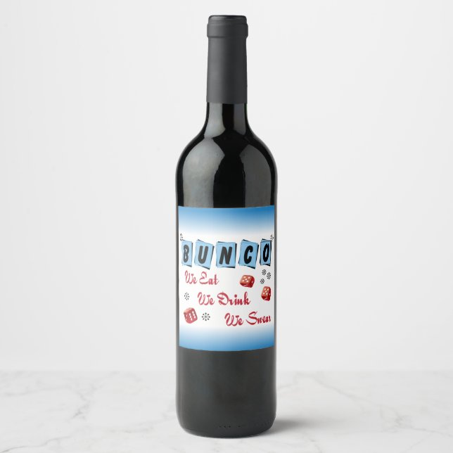 Retro Red Dice Bunco  Wine Label (Front)