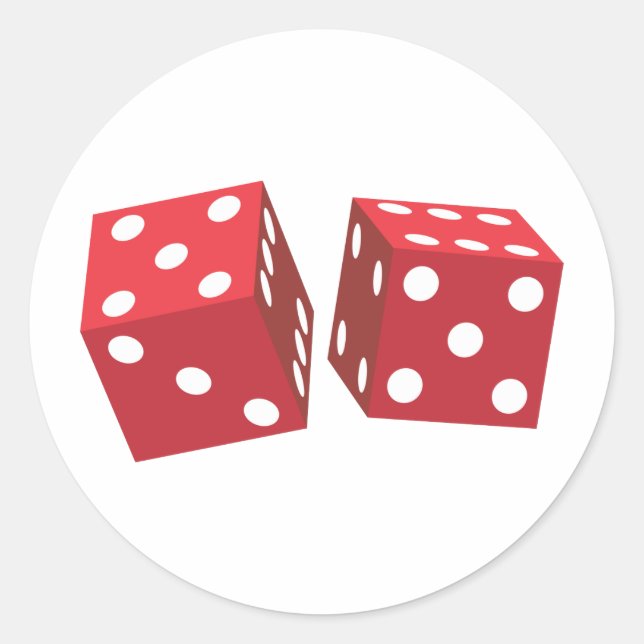 Retro Red Dice Classic Round Sticker (Front)