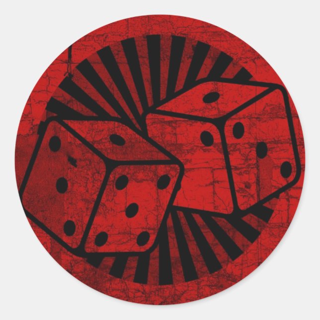 Retro Red Dice Classic Round Sticker (Front)