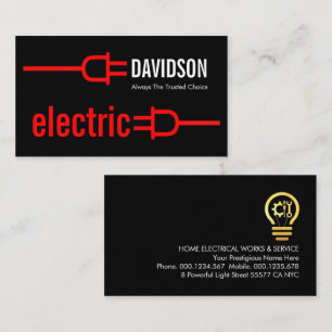 Retro Red Electric Power Plug Business Card