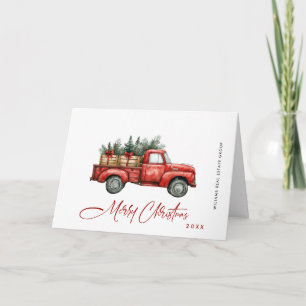Retro Red Farm Truck Corporate Christmas Greeting Holiday Card