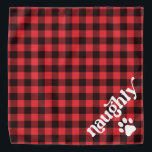 Retro Red Flannel Naughty Christmas Dog Bandana<br><div class="desc">This bandanna features rustic red flannel and a fun retro font with the "naughty" half of naughty and nice. It makes the perfect Christmas bandanna for your dog or cat.</div>