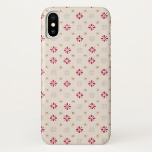 Retro Red Flower Gold Star Vintage Wallpaper Case-Mate iPhone Case