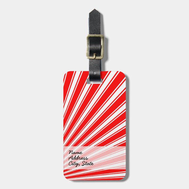 Retro Red Funky Sun Rays Background Luggage Tag (Front Vertical)