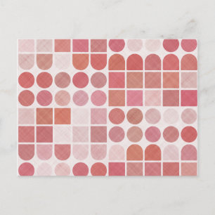 Retro Red Geometric Pattern Postcard
