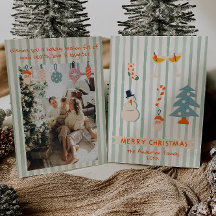 Retro Red Green Illustrated Colourful Christmas Fu