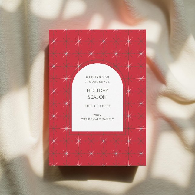 Retro Red Green Mid Century Modern Holiday Card (Creator Uploaded)