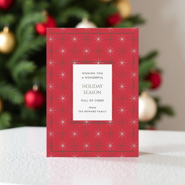 Retro Red Green Mid Century Modern Holiday Card (Creator Uploaded)