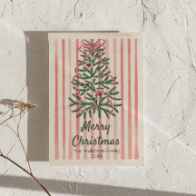 Retro Red Green Ribbons Tree Christmas Non-Photo