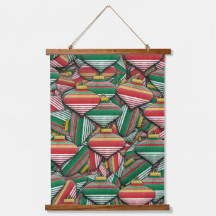 Retro Red Green Striped Ornament Pattern Design Hanging Tapestry