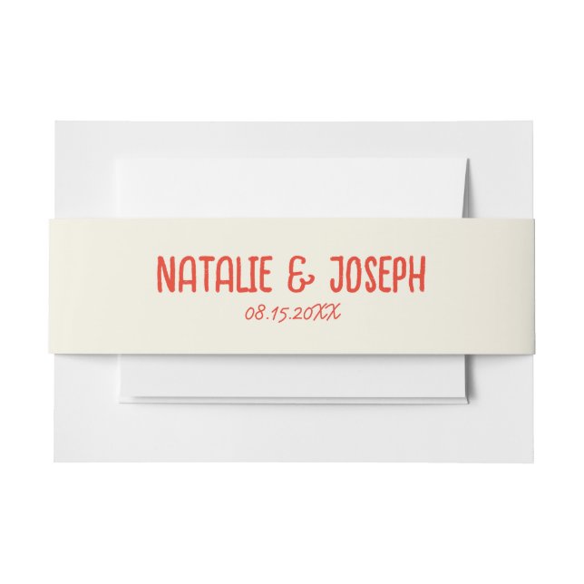 Retro Red Hand Written Bright Unique  Bold Wedding Invitation Belly Band (Front Example)