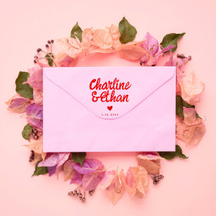 Retro Red Handwriting Wedding  Rubber Stamp