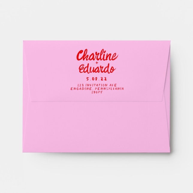 Retro Red Handwriting Wedding  Rubber Stamp (Creator Uploaded)