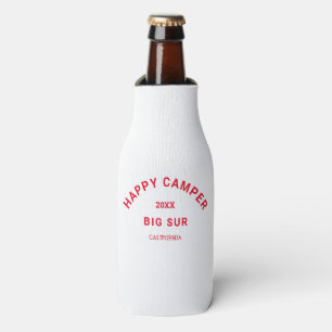 Retro Red Happy Campers Crest Camp Crew Bottle Cooler
