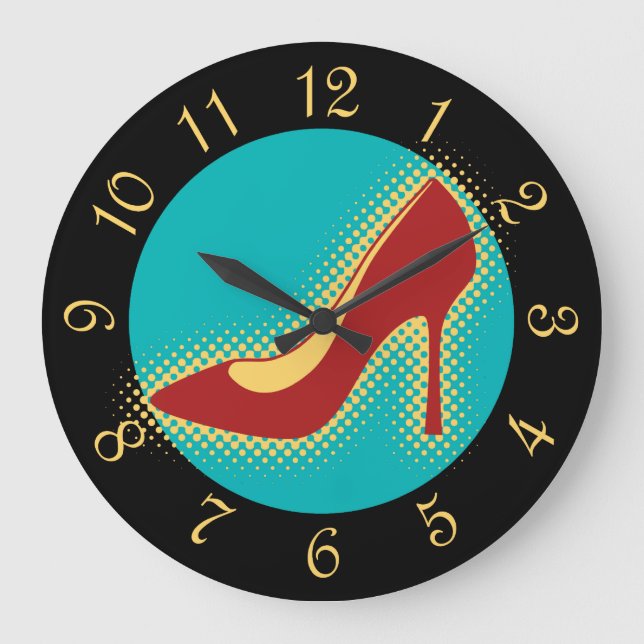 Retro Red High Heel Shoe Large Clock (Front)
