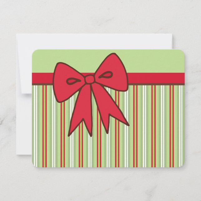 Retro Red Holiday Bow Invitations (Front)