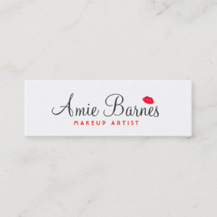 Retro Red Kissing Lips Makeup Artist White Beauty Mini Business Card