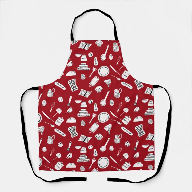 Retro Red Kitchen Apron (Front)