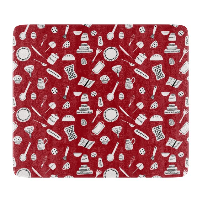 Retro Red Kitchen Cutting Board (Front)