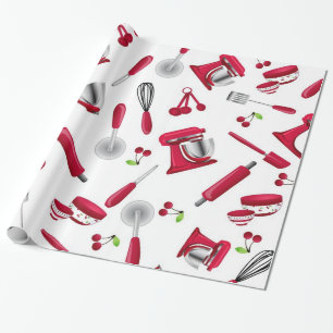 Retro Red Kitchen Gadget Wrapping Paper