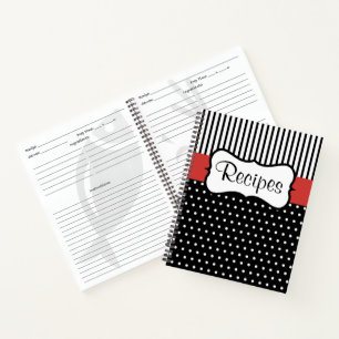 Retro Red Kitchen Recipe Notebook Cookbook Gift