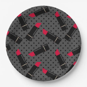 Retro, red lipstick paper plate