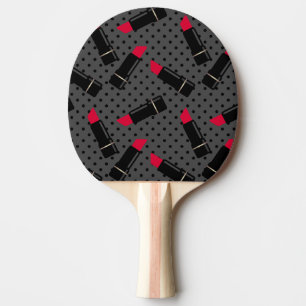 Retro, red lipstick ping pong paddle
