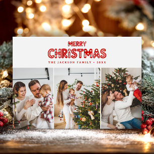 Retro Red Merry Christmas  Holiday Card