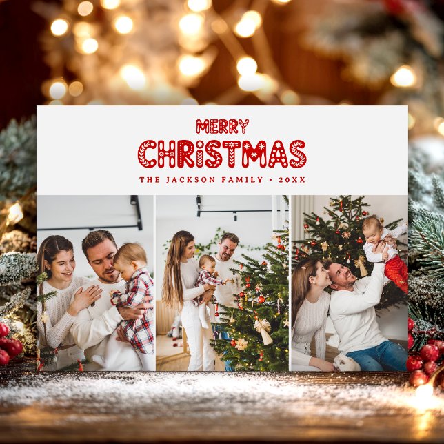 Retro Red Merry Christmas  Holiday Card (Creator Uploaded)