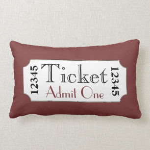 Retro Red Movie Ticket Cinema Pillow