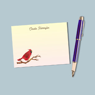 Retro Red Northern Cardinal Chic Hand-Illustrated Card