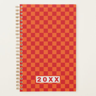Retro Red Orange Chequerboard Planner