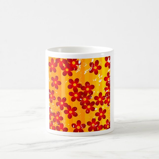 Retro Red Orange Floral Coffee Mug (Creator Uploaded)