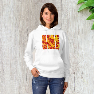 Retro Red Orange Floral Hoodie