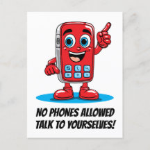 Retro Red Phone Ban Illustration Postcard
